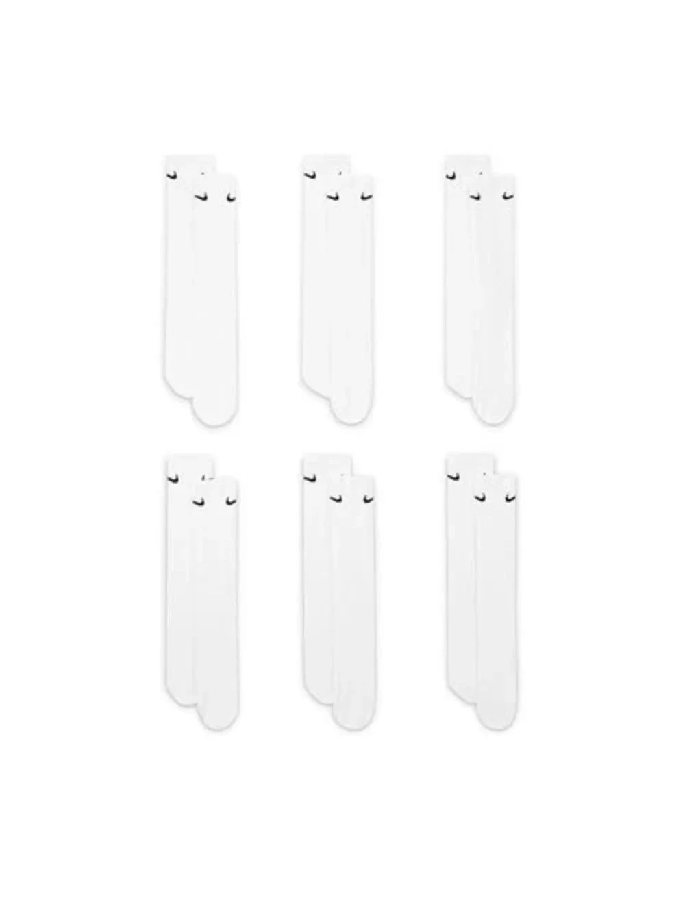 Nike Men's White Crew Socks - 6 Pack SX7666 100 Sz XL (12-15)